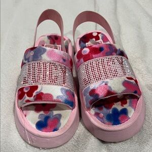 Juicy Couture Pink Floral Sandals with Rhinestones Sz S